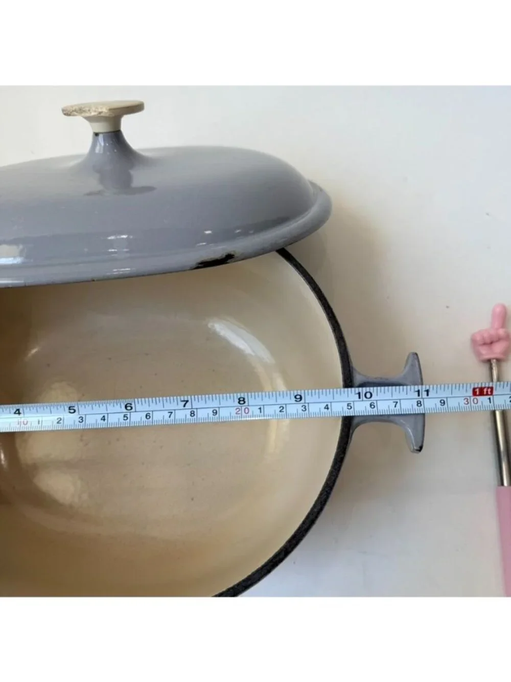 RARE Vintage Le Creuset La Mama Enzo Mari Oval Cast Iron Dutch Oven Gray